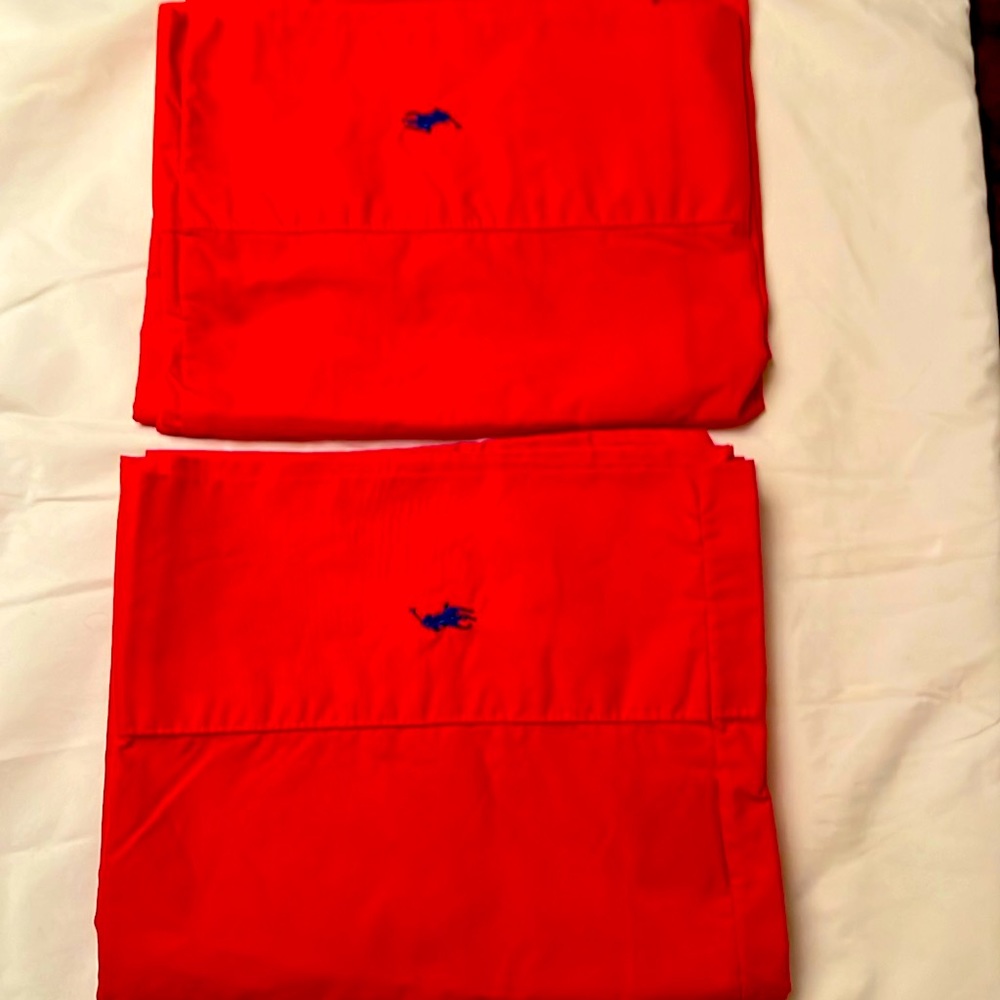 Standard size, Ralph Lauren Pillow cases! Red